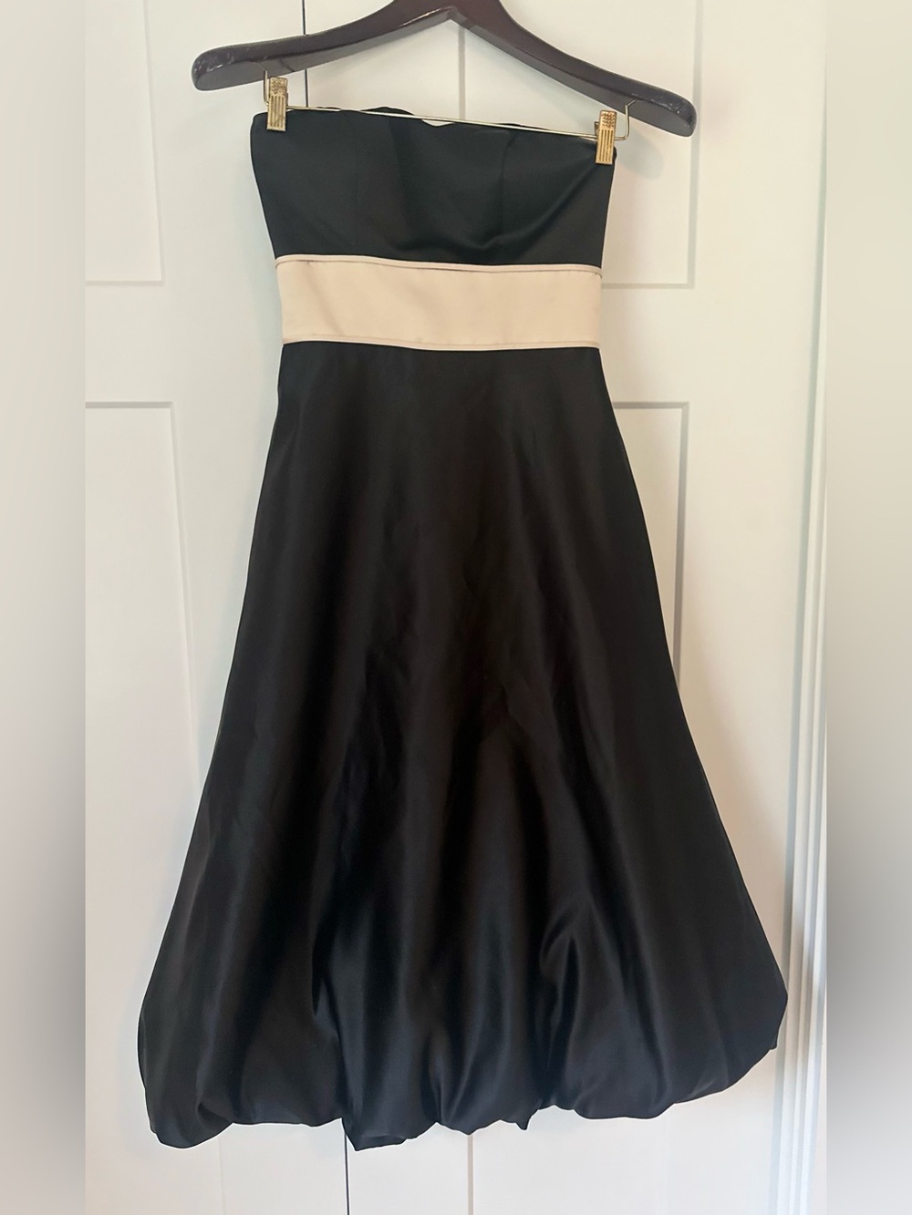 Bill Levkoff Strapless Black Dress with Ivory Band‎